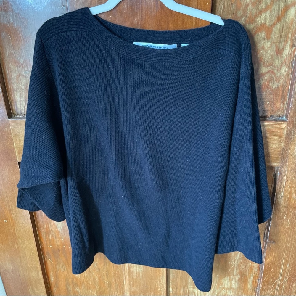 Uniqlo x Lemaire navy wool cashmere boat-neck, sweater, size L